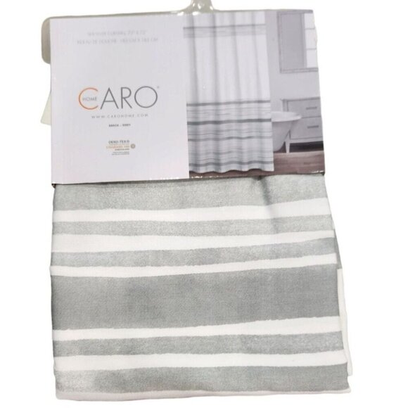 Gray Striped Fabric Shower Curtain 72 x 72 NEW - Picture 2 of 4